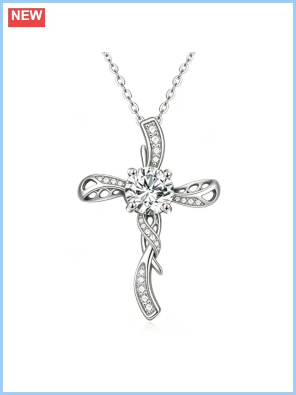 Moissanite Cross Necklace 925 Sterling Silver Pendant Religious Gift